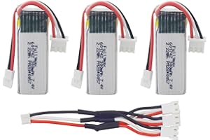 ZYGY 3PCS 7.4V 300mAh Lithium Battery with 3 in 1 Charging Conversion Cable for Wltoys F959 XK DHC-2 A600 A700 A800 A800 A430 RC Drone