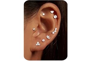 CASSIECA 8 Paia Orecchini Donna Orecchini Acciaio Chirurgico Piercing Orecchio Oro 14K Orecchini a Cerchio Argento Piercing Helix Piercing Trago Conch Piercing Ipoallergenica Multi Piercing Orecchio