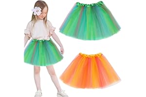 JOZMMZEOOA 2 Piezas Tutu Niña Falda Tul Niña Falda de Tul con Paneles de Color Arcoíris FaldaNiña Tutu Ballet Niñe Tut Elastico Tull Danza Rendimiento Carnava Vestido,para 2 a 8 años