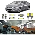 LIGHSTA 8PCS Super Bright White Interior LED Light Kit Package for Hyundai Elantra 2011 2012 2013 2014 2015 2016 + License Plate Lights and Install Tool