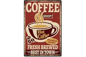 SUPERDANT Café Chaud Plaque Metal Vintage et imprimés Métal Plaque Murale Decorative Boissons Mur Affiche Vintage Art Décor Café Décoration Murale pour Bars Panneau Decoratif Exterieur Metal