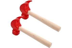 NUOBESTY 2pcs Small Red Wooden Hammers Simulation Pounding Mallets Gavel Beating Toys for Kids Pretend Educational Props