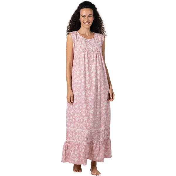 IZZY TOBY Women's Long Sleeve Cotton Nightgown - Soft, Mid-Calf Length With Button Front