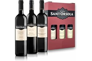 Sant'Orsola Chianti DOCG + Montepulciano DOC d'Abruzzo + Nero d'Avola DOC Italian Red Wine Giftbox - Luxury Red Wine - Gifts for Women - Mum - 3 x 750 ml