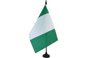 AZ FLAG Nigeria Table Flag 5'' x 8'' - Nigerian Desk Flag 21 x 14 cm - Black plastic stick and base