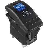 HUAREW 12V/24V Rocker Switch Panel, 5 Pin Switches Waterproof LED Blue (REAR Light)