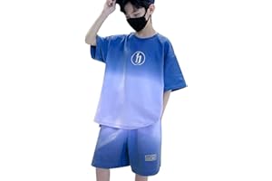 HUTTAM Survetement Enfant Garcon 1-12 Ans Foot Basket dégradée Ensemble Sport garçon ete Doux Respirant t-Shirts à Manches Courtes garçon col Rond Short Garcon Ample Casual Tenue Vetement