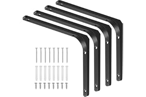 Faankiton 4 Pezzi Staffe per Mensole, Carico Massimo 70 kg, Supporto per Mensola, Staffe a Muro per Mensole, Staffa a L per Mensola Angolare, Staffa per Mensola per Capannone, Libreria (200 x 250 mm)