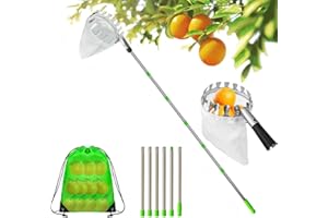 LUFEIS Raccogli Frutta Telescopico,2.4m Raccoglitore di Frutta in Acciaio Inox Leggero,Raccogli Frutta Regolabile,Bastone Raccogli Frutta,Mela Raccoglitrice,per Limoni Mele Pere Pesche Arance Bacche