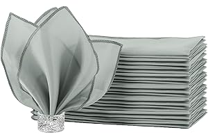HEMEIREN Silver Cloth Napkins 12Packs,Washable Satin Cloth Napkins, 20 * 20inch, Reusable Table Napkins for Wedding,Celebrations,Restaurant,Banquet