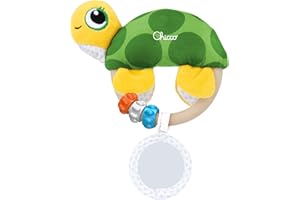 Chicco Gioco Tartaruga Afferra Facile, Morbido Giochino per Bambini con Sonaglio, Specchietto, Anello in Plastica e Perline, Facile Da Afferrare, Aiuta A Sviluppare Abilità Tattili e Visive, 0-18 Mesi