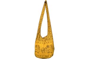 PANASIAM bolso bandolera 'Elephant' para hombre y mujer, bolso grande de algodón en 2 tamaños - agradablemente ligero y agradablemente robusto, con cremallera y bolsillo interior adicional
