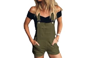 Chickwin Damen Kurze Latzhose Retro Overall Jumpsuit, Sommer Mode Baggy Latzshorts mit Taschen Denim Hosen Baggy Jeans Overalls Playsuit Hose Hosenanzug
