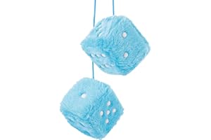 TELOOCO Dés de Voiture 1 Paire Cube en Peluche pour Voiture Pendentif de Rétroviseur 7cm Rétro Carrés Suspendus Dés de Voiture Pendentif Décoration Intérieure de Voiture (Bleu)