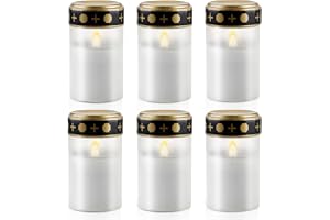Mitening gravljus, 6 stycken LED gravljus för utomhusbruk, vattentät led, kyrkogård, gravlampa batteridriven (ingår ej)