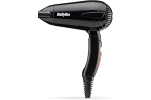 Suszarka podróżna składana BaByliss - lekka i wydajna suszarka o mocy 2000 W, podwójne napięcie, możliwość stosowania na całym świecie, 2 ustawienia temperatury/prędkości, czarno-pomarańczowa, 5334E