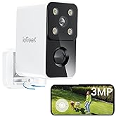 ieGeek 180° Überwachungskamera Aussen Akku, Kabellos Überwachungskamera Innen mit PIR-Bewegungserkennung, Farbige Nachtsicht,
