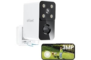 ieGeek 180° Überwachungskamera Aussen Akku, Kabellos Überwachungskamera Innen mit PIR-Bewegungserkennung, Farbige Nachtsicht, Zwei-Wege-Audio, 2.4GHz WLAN, Alexa, IP65