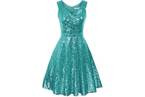 GRACE KARIN Sequins Club Dress Rockabilly Sleeveless A-line Swing Casual Fancy Dress
