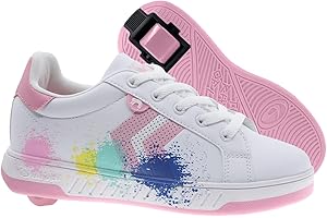 BREEZY ROLLERS Breezy Roller Splatter | 2-1 Skate Trainer W Wheels Children’s Skates | Junior Style Shoe W Easy Click in Wheels Fit W EVA Ergonomic Insole | Easy For Beginners