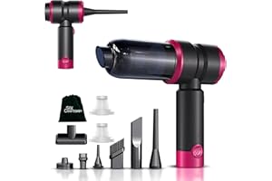 SIX CRAFTSMEN Handheld Car Vacuum Cleaner with 15000Pa Strong Suction, 4 in 1 Portable Mini hoover, Powerful Cordless Car Vacuum & 2000mAh Battery, Small Rechargeable hand held Vacuum for Car,Home,Office(Pink)