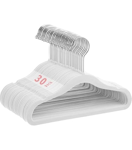 Kleerhangers Kind ManGotree Baby Kleerhangers Set Van 30 - Fluwelen Kinderhangers Met Draaibare Haak En Gekerfde Schouders | Crème Kleur Kleerhangers Roze