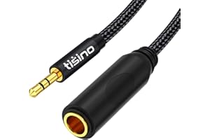 Tisino Jack to 3.5mm Adapter, 6.35mm Female to Mini jack Male Stereo Audio Adapter for Headphone, Amplifiers, Guitar, Amp etc. - 1ft/30cm