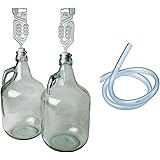 Pack of Two 5L Demijohn for Wine Making/Storage with Tube, Bung and airlock
