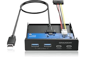 GRAUGEAR | 4 porty 10 Gbit/s panel przedni | 2 x USB-C+2X USB-A USB3.2 Gen2 HUB | osłona przednia do kieszeni 3,5 cala | USB3.2 Gen2 Key A 20-pinowy nagłówek | metal | G-MP02