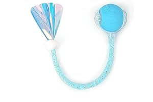 Supore Balle Interactive Chat, Jouets pour Chats Interieur éLectrique avec Queue, Balle Chat Qui Bouge Toute Seule Intelligente, Blue