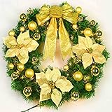 Navidad gran corona árbol de Navidad festivo decoraciones puerta adornos de lujo grabado ratán ( Color : Oro , Tamaño : 60cm )