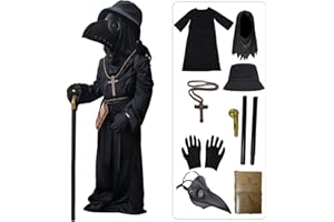Joozmui Plague Doctor Costume for Kids, Funny Scary Halloween Costumes for Boys Girls 8 in 1 Set Halloween Outfits