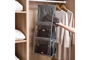 LEO565TOM Sac de Rangement Suspendu 6 Pochettes pour Sac à Main Stockage de Chaussures Sac Organisateur Mural, Multifonctionnel Pochette de Rangement à Suspendre Pour Placard Chambre