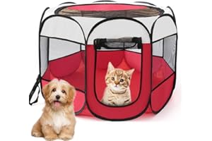 EUBSWA Box pieghevole per animali domestici, da 73 x 73 x 43 cm, impermeabile, per cani, gatti, cuccioli, piccoli animali, ambienti interni ed esterni (rosso)