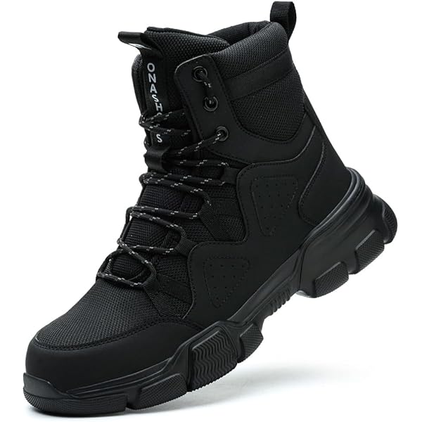SPSHOOS Veiligheidsschoenen voor dames en heren, hoge werkschoenen, warm gevoerd, waterdicht, antislip, met stalen neus, Bruin Khaki, 36 EU