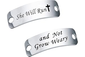 MYSOMY Isaiah 40:31 Bible Verse Trainer Tag Gift for Runners She Will Run and Not Grow Weary Inspiration Shoelace Charm Lace Tag Get Fit Running Marathon Runners Gift
