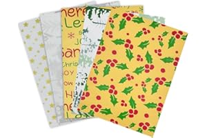DOJOYKEY 25 feuilles de papier de soie de Noël, 50 x 35 cm, papier d'emballage cadeau recyclable, papier de soie au design de Noël, 5 motifs festifs différents pour la décoration de fête