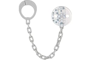BABY-NOVA babynova Catena per Ciuccio con Clip e Anello Adattatore – Portaciuccio per Bambini – Compatibile con Qualsiasi Ciuccio – Accessorio per Passeggino – Essenziale per Neonati – Senza BPA - Punti blu