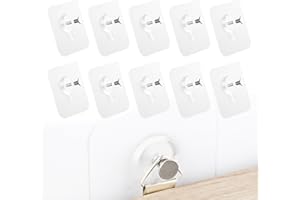 Ikadiya 10 Piezas Ganchos Adhesivos, Ganchos Adhesivos Transparentes, Tornillos Sin Costuras, Ganchos Adhesivos Para Pared Paquete, Para Cocina, Oficina,Puerta,Baño