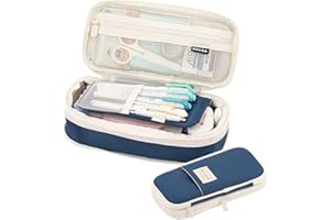 EHOPE Piórnik o dużej pojemności biuro uczelnia szkoła duża torba do przechowywania torba o dużej pojemności uchwyt pudełko organizer dla uczennicy dziewczyny dorosłej nastolatki, 1-ciemnoniebieski,