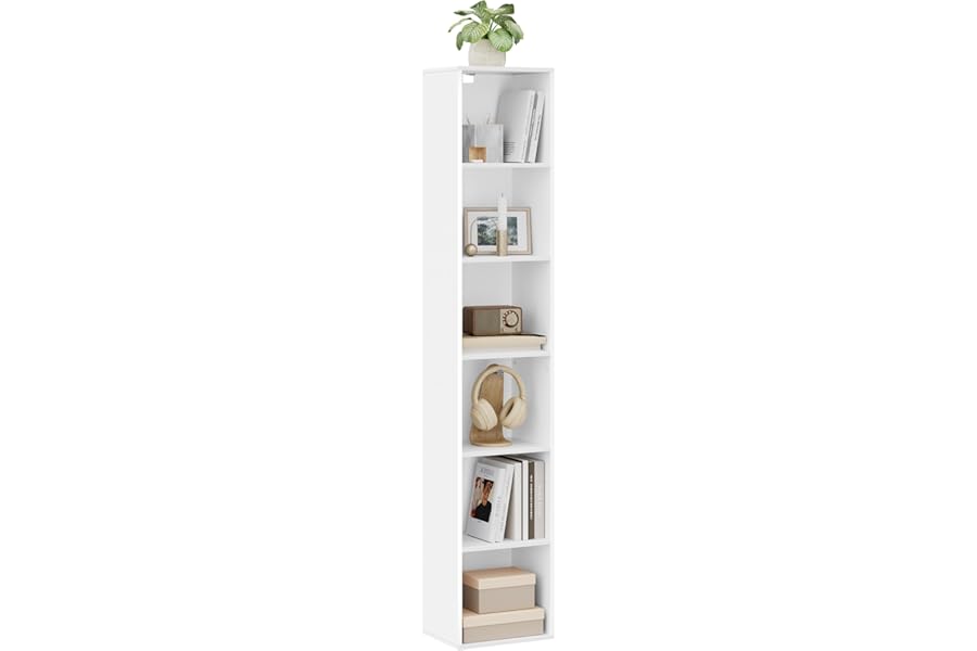 WOLTU Bookcase, White Book Shelf 6 Storage Cubes Unit, Tall Freestanding Bookcases for Living Room,Bedroom