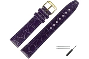 MARBURGER Uhrenarmband 18mm Leder Kroko (Caiman) Prägung Mit Naht - Werkzeug Montage Set 52918