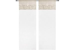 emmevi Tende Coppia Finestra Porta Interno Tessuto Shabby Chic MOD.Tenda Margherita 1 CONF 60X150 Tortora