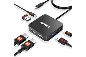 ANYOYO Station d'accueil 2 écrans, adaptateur HDMI double 4K 60 Hz, hub USB C double 4 K, données USB C, 100 W PD, USB 3.0, station d'accueil USB C pour MacBook Air/Pro/Dell/HP/Surface/Lenovo