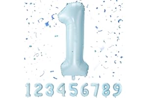 MACLUNAR Number Balloons 1,Baby Blue 1 Balloon 40 Inch Giant Helium Foil Number Balloons for Boys Girls Party Decor Birthday Anniversary Graduation Party Decorations Supplies