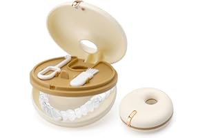 ZMDMAH Puszka na aparaty ortodontyczne, puszka na protezy, pudełko na protezy, przenośna, dwuwarstwowa, z 1 narzędziem do usuwania i 1 biurem protezy, odpowiednia dla osób z aparatem ortodontycznym