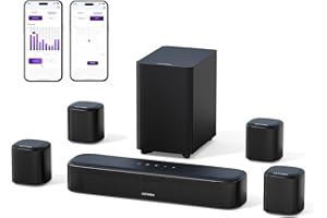 ULTIMEA Barra de Sonido Envolvente Virtual de 7.1 Canales, Barra de Sonido para TV con 4 Altavoces envolventes, Potencia máxima de 330 W, Sistema de Sonido Envolvente para TV, Control de Aplicaciones