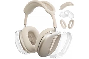 Woyinger Silikon-Schutzhülle für AirPods Max (2024/2020), transparente weiche TPU-Ohrmuschel-Abdeckung, Ohrpolster, Kopfbandabdeckung für AirPods Max (USB-C/Lightning), transparentes Zubehör für Apple