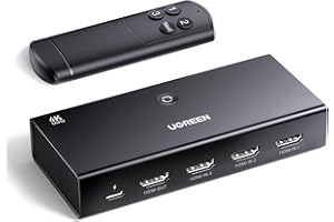 UGREEN HDMI Switch 4K 60Hz 3 in 1 out Commutatore 1080P UHD 3D Dolby Atmos con telecomando IR Compatibile con PS5 PS4 Xbox Laptop PC TV Stick Box Chromecast Lettore Blu Ray DVD Proiettore HDTV