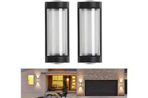 JZCDR Set med 2 utomhusvägglampor, upp ner utomhusbelysning, terrass, 10 W, LED, 3 000 K, utomhus, IP65, vattentät, svart utomhusvägglampa för entré, uteplats, korridor